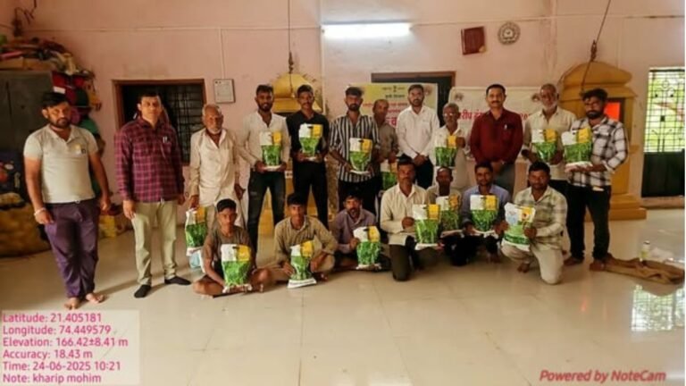 राष्ट्रीय अन्नसुरक्षा पोषण अभियान अंतर्गत मांजरे येथे मूग उत्पादनासाठी शेतकरी प्रशिक्षण – जलसंधारण आणि बीज प्रक्रियेवर भर