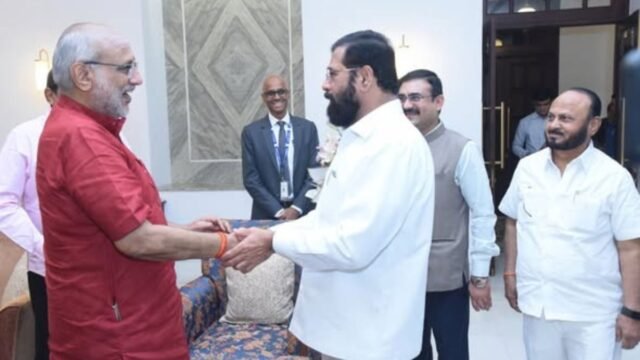 Deputy Chief Minister Eknath Shinde paid a goodwill visit to Vice President C.P. Radhakrishnan