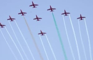 नाशिकच्या अवकाशात सूर्यकिरण टीमने साकारले बलशाली भारताचे प्रतिबिंब