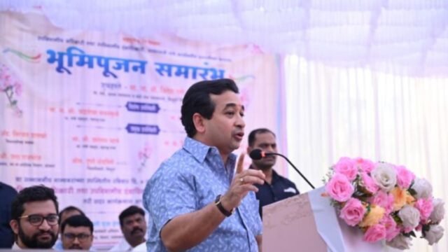 Guardian Minister Nitesh Rane inaugurated the foundation stone of the new building of Sawantwadi Sub-Divisional Office.