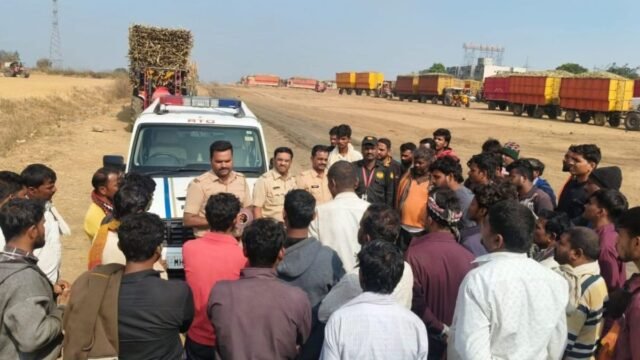 Reflectors on sugarcane transport vehicles, 'Walk on Right' guidance for pedestrians in road safety campaign
