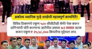 पिस्तुलाचा धाक दाखवून सोने व चांदीचे दागिने तसेच रोख रक्कम असा एकूण ₹ ६९,९०,००० किंमतीची चोरी झाल्याची तक्रार फिर्यादीने अकोला पोलीस ठाणे येथे नोंदवली.