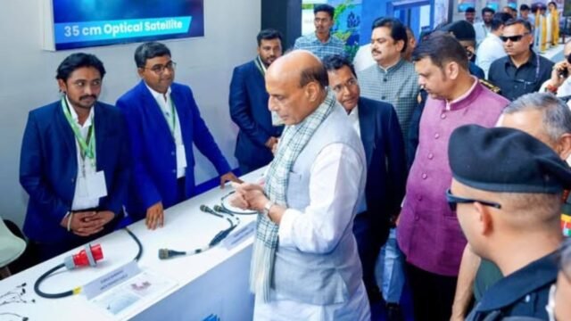 Chief Minister Devendra Fadnavis along with Union Minister Rajnath Singh inaugurated the artillery shell line at the Nibe Group's Defence Manufacturing Complex here.
