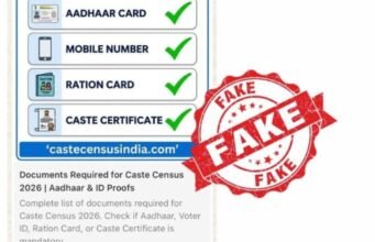 सोशल मीडियावर जातनिहाय जनगणनेसाठी व्हायरल होत असलेली castecensusindia ही वेबसाइट बनावट आहे.