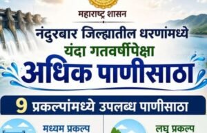 नंदुरबार जिल्ह्यातील धरणांमध्ये यंदा गतवर्षीपेक्षा अधिक पाणीसाठा!