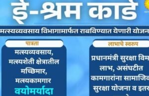 ‘ई-श्रम कार्ड’मुळे मत्स्यव्यवसायातील असंघटित कामगारांना सामाजिक सुरक्षा योजना व अन्य लाभ.