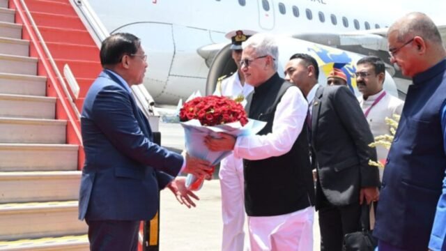 Myanmar President U Min Aung Hlaing arrives in Mumbai with delegation