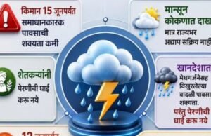 राज्यात किमान 15 जूनपर्यंत समाधानकारक पावसाची शक्यता कमी.