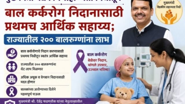 Under the Chief Minister's Medical Assistance Fund, financial aid is being provided for the first time for cancer diagnosis in pediatric patients; 200 children in the state will benefit through a tripartite agreement.