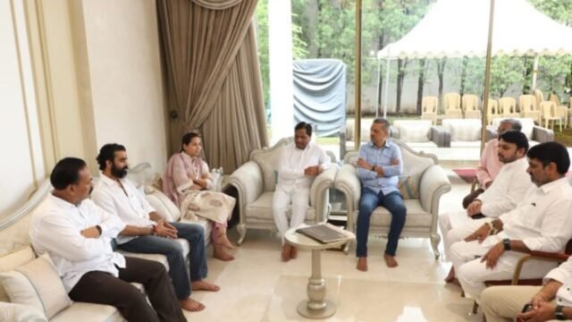 Ministers Dattatray Bharne, Aditi Tatkare, and Babasaheb Patil visited the family of Padma Shri D. Y. Patil to offer their condolences.