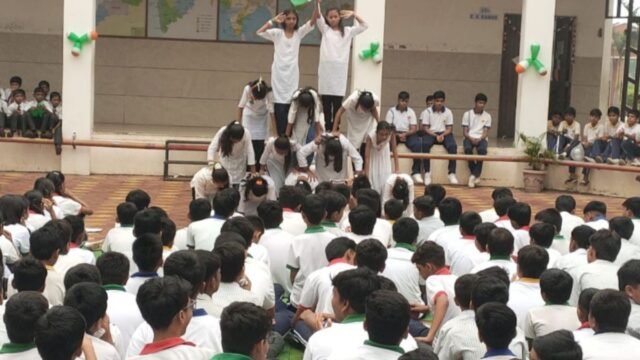 Patriotic program held with enthusiasm at S. A. Mission English Medium High School on the eve of Independence Day.