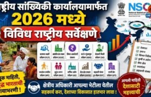 जुलै ते सप्टेंबर 2026 दरम्यान राष्ट्रीय सांख्यिकी कार्यालयामार्फतविविध महत्त्वाच्या सर्वेक्षणांचे आयोजन