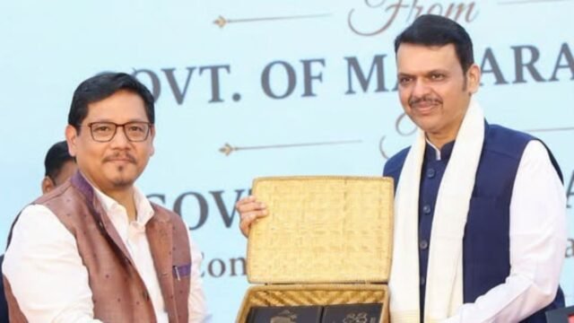 Land transfer and groundbreaking ceremony for 'Meghalaya Sadan' in the distinguished presence of Chief Minister Devendra Fadnavis and Meghalaya Chief Minister Conrad K. Sangma.