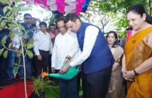 मुख्यमंत्री देवेंद्र फडणवीस यांनी दादासाहेब फाळके चित्रनगरी, मुंबई येथे पर्यावरण संवर्धनास प्रोत्साहन देणाऱ्या ‘एक पेड माँ के नाम’ या अभियानांतर्गत वृक्षारोपण केले
