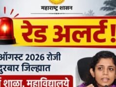 रेड अलर्टच्या पार्श्वभूमीवर १ ऑगस्ट रोजी नंदुरबार जिल्ह्यातील सर्व शाळा, महाविद्यालये व अंगणवाड्यांना सुट्टी